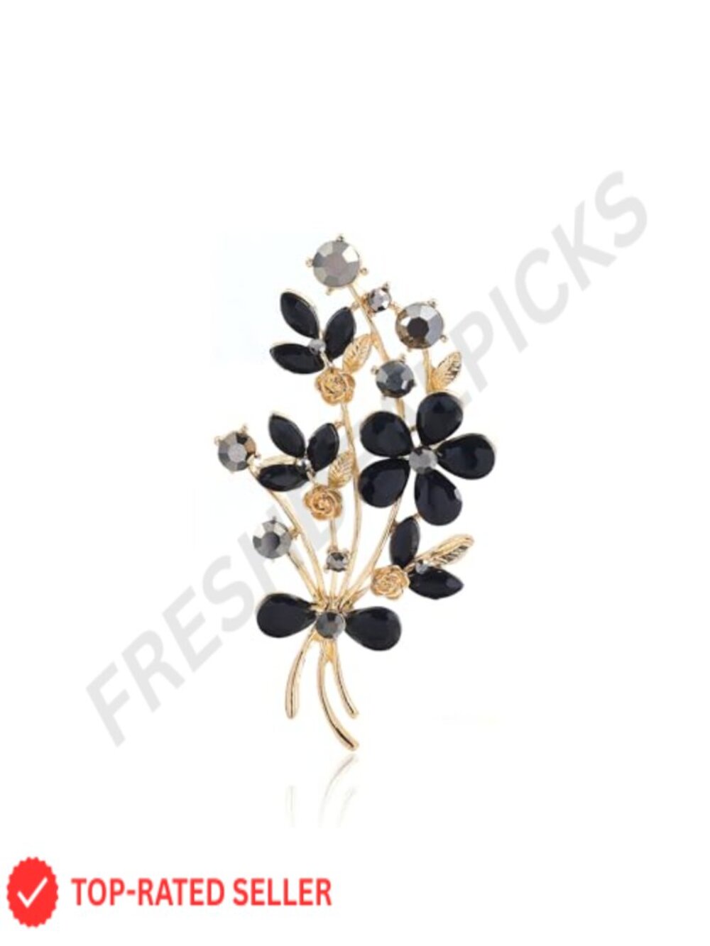 Crystal Poppy Flower Bouquet Brooch Pin with Zircon Rhinestone